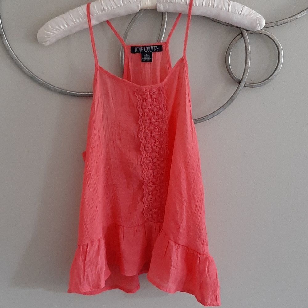 Love Culture coral ruffle tank